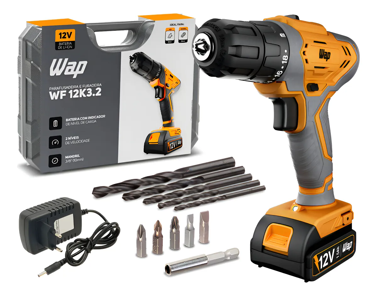 Parafusadeira/Furadeira a Bateria 12V WAP-WF 12K3.2 (Com Maleta)
