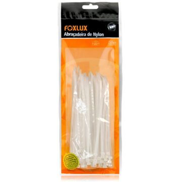 Abracadeira Nylon 380x4,8mm Branca, Pcte 50und