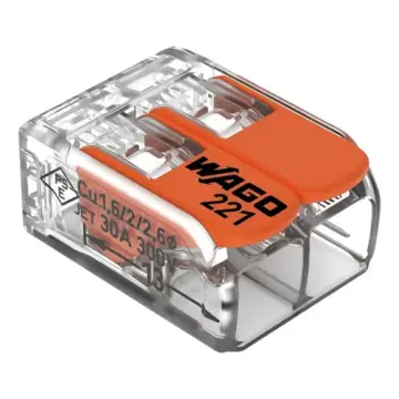 CONECTOR DE EMENDA 221 2P P/ CABO ATE 4MM 32A WAGO