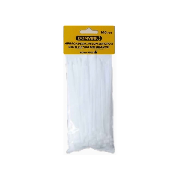 ABRACADEIRA NYLON 2.5X100MM BCO C/100